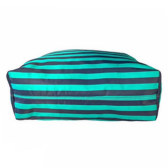 🌊C. WONDER Teal/Navy Blue Striped Zipper Tote - Picture 5 of 8